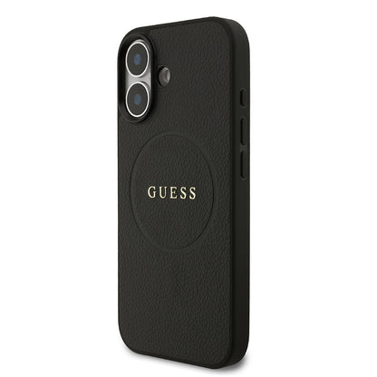 iPhone 17 Kılıf Guess Orjinal Lisanslı M-safe Şarj Özellikli Yazı Logolu PU Deri Kılıf