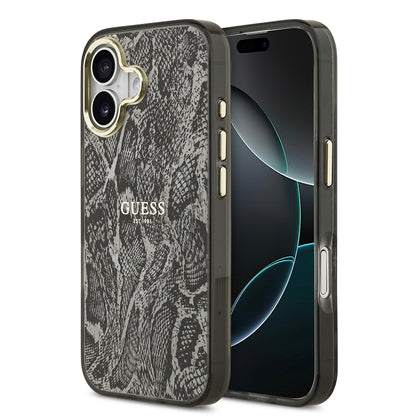 iPhone 17 Kılıf Guess Orjinal Lisanslı M-safe Şarj Özellikli Yazı Logolu Python Desenli Kılıf
