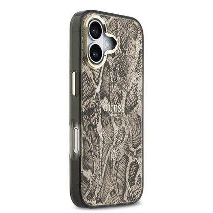 iPhone 17 Kılıf Guess Orjinal Lisanslı M-safe Şarj Özellikli Yazı Logolu Python Desenli Kılıf