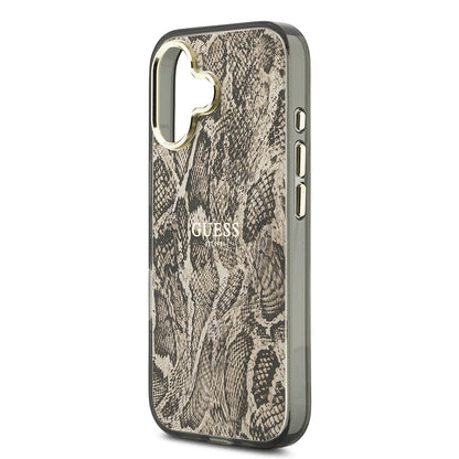 iPhone 17 Kılıf Guess Orjinal Lisanslı M-safe Şarj Özellikli Yazı Logolu Python Desenli Kılıf