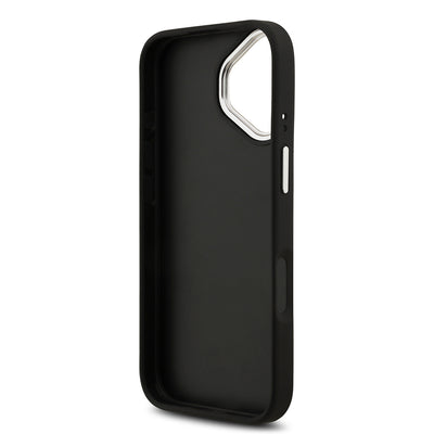Apple iPhone 17 Kılıf Guess Orjinal Lisanslı PU Deri 4G Büyük Metal Logo Dizaynlı Kapak Siyah