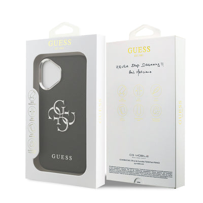 Apple iPhone 17 Kılıf Guess Orjinal Lisanslı PU Deri 4G Büyük Metal Logo Dizaynlı Kapak Siyah