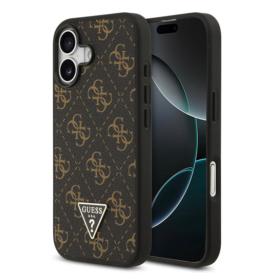 iPhone 17 Kılıf Guess Orjinal Lisanslı PU Deri 4G Desenli Üçgen Logolu Kılıf