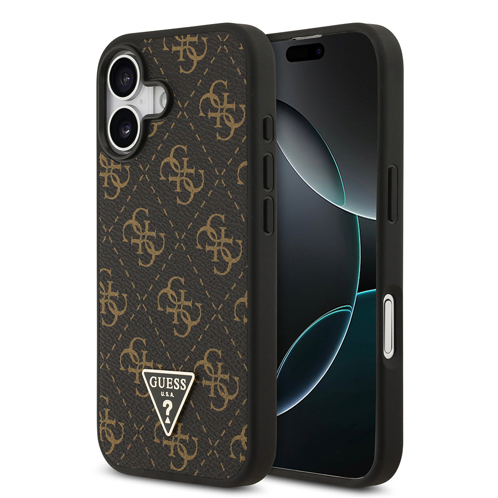 iPhone 17 Kılıf Guess Orjinal Lisanslı PU Deri 4G Desenli Üçgen Logolu Kılıf