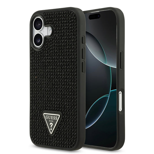 iPhone 17 Kılıf Guess Orjinal Lisanslı Taşlı Arka Yüzey Üçgen Logolu Kılıf