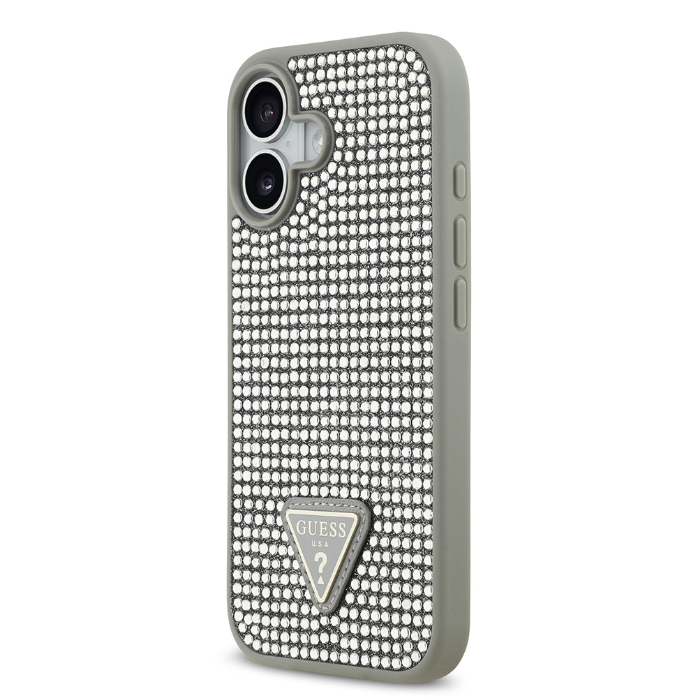 iPhone 17 Kılıf Guess Orjinal Lisanslı Taşlı Arka Yüzey Üçgen Logolu Kılıf