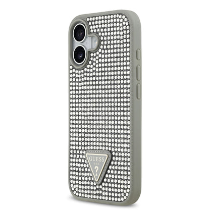 iPhone 17 Kılıf Guess Orjinal Lisanslı Taşlı Arka Yüzey Üçgen Logolu Kılıf