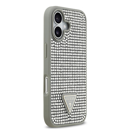 iPhone 17 Kılıf Guess Orjinal Lisanslı Taşlı Arka Yüzey Üçgen Logolu Kılıf