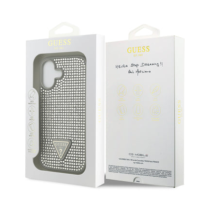 iPhone 17 Kılıf Guess Orjinal Lisanslı Taşlı Arka Yüzey Üçgen Logolu Kılıf