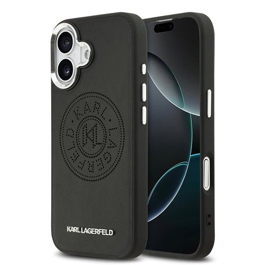 iPhone 17 Kılıf Karl Lagerfeld Orjinal Lisanslı M-safe Şarj Özellikli Delikli Tasarım Metal Logolu PU Deri Kılıf