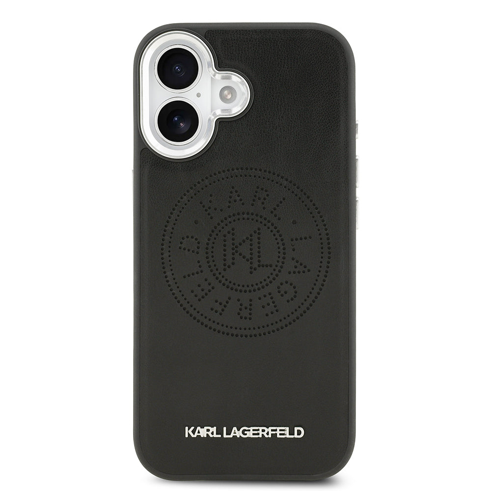 iPhone 17 Kılıf Karl Lagerfeld Orjinal Lisanslı M-safe Şarj Özellikli Delikli Tasarım Metal Logolu PU Deri Kılıf