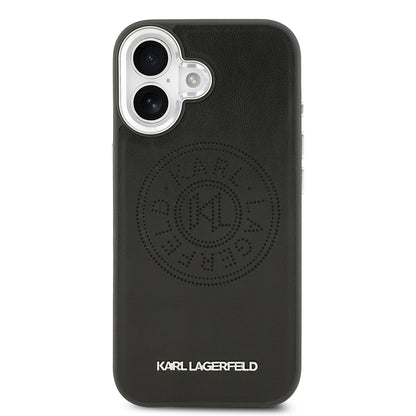 iPhone 17 Kılıf Karl Lagerfeld Orjinal Lisanslı M-safe Şarj Özellikli Delikli Tasarım Metal Logolu PU Deri Kılıf