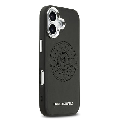 iPhone 17 Kılıf Karl Lagerfeld Orjinal Lisanslı M-safe Şarj Özellikli Delikli Tasarım Metal Logolu PU Deri Kılıf