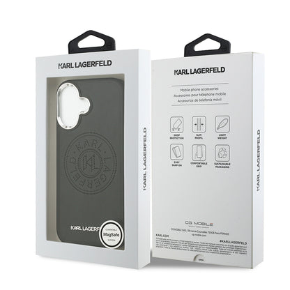 iPhone 17 Kılıf Karl Lagerfeld Orjinal Lisanslı M-safe Şarj Özellikli Delikli Tasarım Metal Logolu PU Deri Kılıf