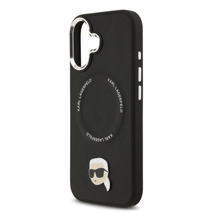 iPhone 17 Kılıf Karl Lagerfeld Orjinal Lisanslı M-safe Şarj Özellikli Metal Kamera ve Buton Tasarımlı Karl PU Deri Kılıf