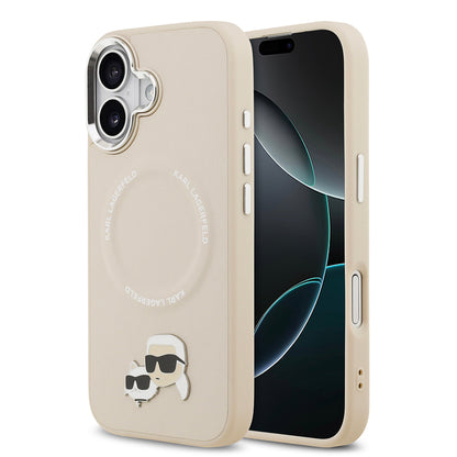 iPhone 17 Kılıf Karl Lagerfeld Orjinal Lisanslı M-safe Şarj Özellikli Metal Kamera ve Buton Tasarımlı K&C PU Deri Kılıf