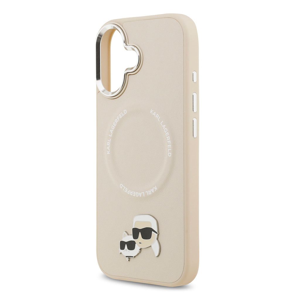 iPhone 17 Kılıf Karl Lagerfeld Orjinal Lisanslı M-safe Şarj Özellikli Metal Kamera ve Buton Tasarımlı K&C PU Deri Kılıf