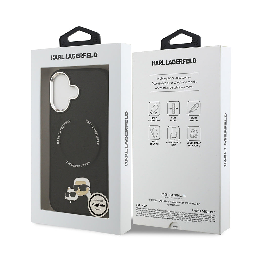 iPhone 17 Kılıf Karl Lagerfeld Orjinal Lisanslı M-safe Şarj Özellikli Metal Kamera ve Buton Tasarımlı K&C PU Deri Kılıf