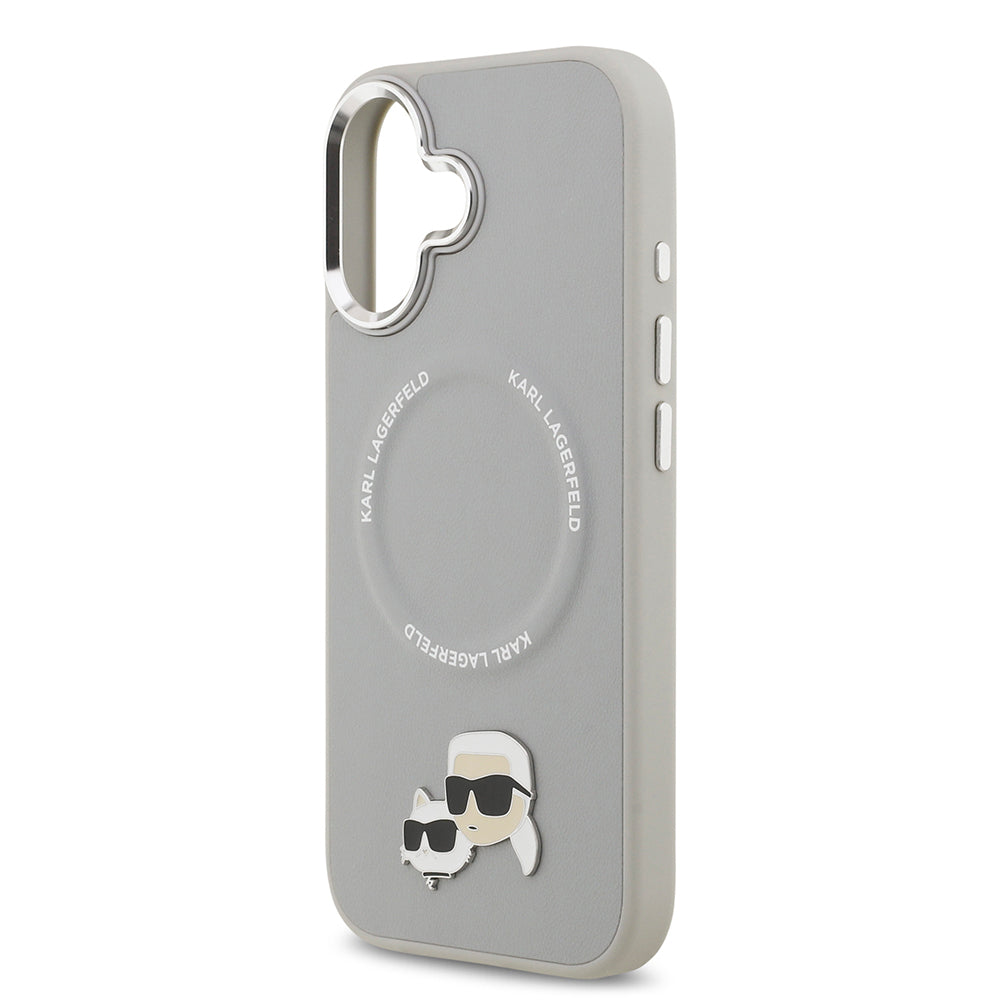 iPhone 17 Kılıf Karl Lagerfeld Orjinal Lisanslı M-safe Şarj Özellikli Metal Kamera ve Buton Tasarımlı K&C PU Deri Kılıf