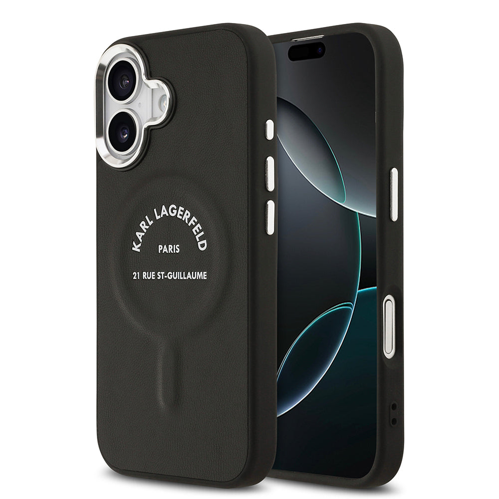 iPhone 17 Kılıf Karl Lagerfeld Orjinal Lisanslı M-safe Şarj Özellikli Metal Kamera ve Buton Tasarımlı Paris RSG PU Deri Kılıf