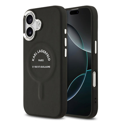 iPhone 17 Kılıf Karl Lagerfeld Orjinal Lisanslı M-safe Şarj Özellikli Metal Kamera ve Buton Tasarımlı Paris RSG PU Deri Kılıf