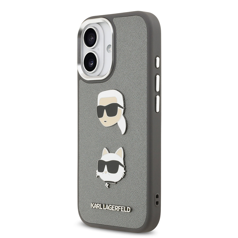 iPhone 17 Kılıf Karl Lagerfeld Orjinal Lisanslı Metal Logolu K&C Heads Pin Kılıf