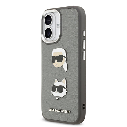 iPhone 17 Kılıf Karl Lagerfeld Orjinal Lisanslı Metal Logolu K&C Heads Pin Kılıf