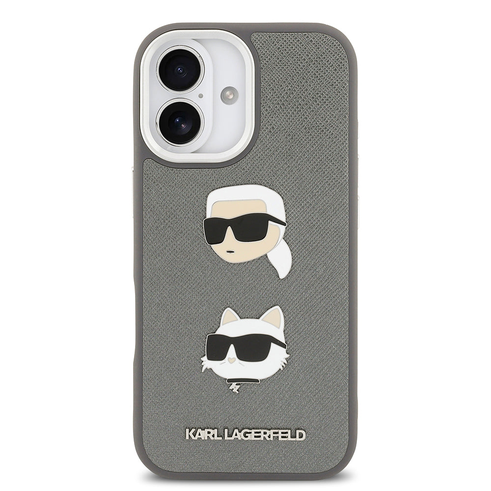 iPhone 17 Kılıf Karl Lagerfeld Orjinal Lisanslı Metal Logolu K&C Heads Pin Kılıf