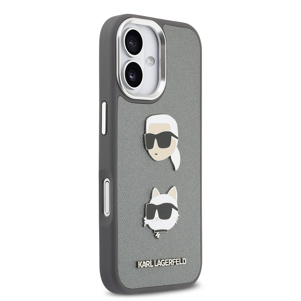 iPhone 17 Kılıf Karl Lagerfeld Orjinal Lisanslı Metal Logolu K&C Heads Pin Kılıf