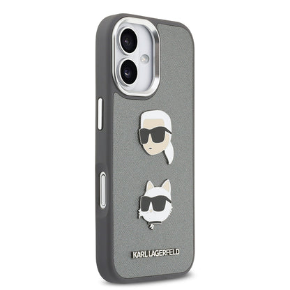 iPhone 17 Kılıf Karl Lagerfeld Orjinal Lisanslı Metal Logolu K&C Heads Pin Kılıf