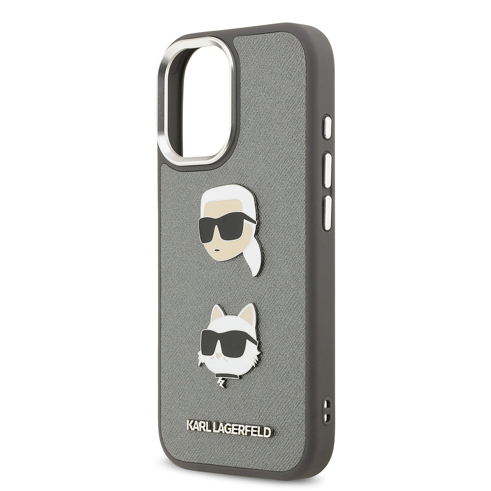 iPhone 17 Kılıf Karl Lagerfeld Orjinal Lisanslı Metal Logolu K&C Heads Pin Kılıf
