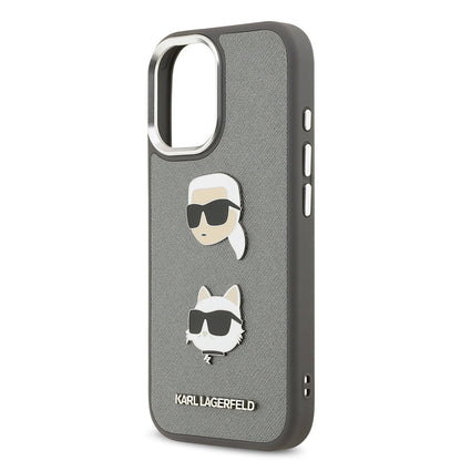iPhone 17 Kılıf Karl Lagerfeld Orjinal Lisanslı Metal Logolu K&C Heads Pin Kılıf