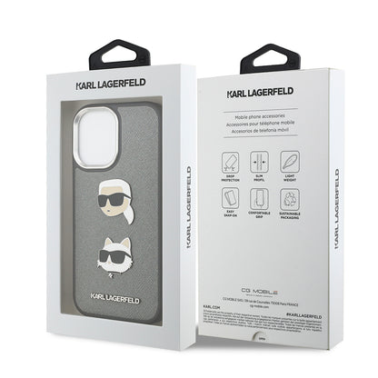 iPhone 17 Kılıf Karl Lagerfeld Orjinal Lisanslı Metal Logolu K&C Heads Pin Kılıf
