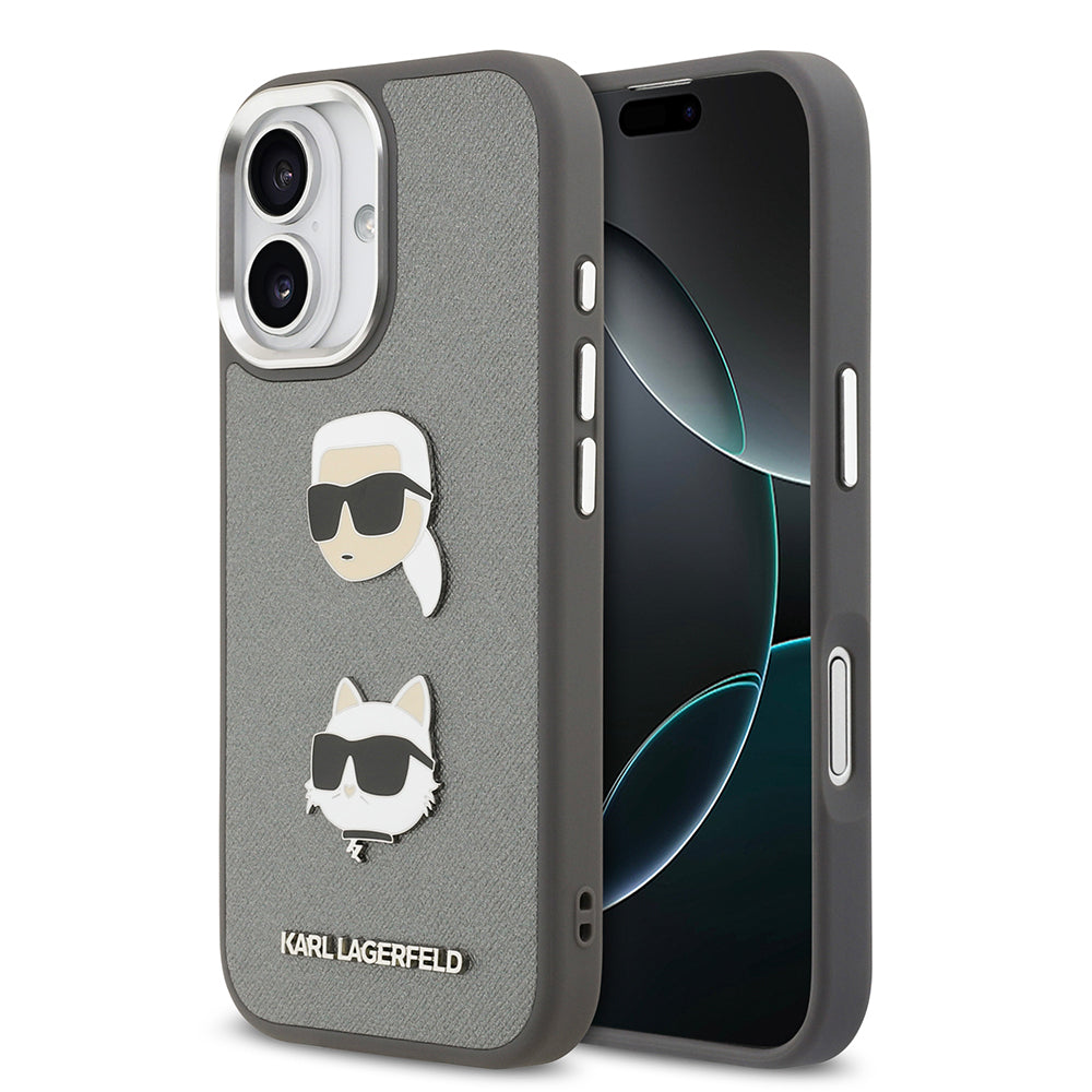 iPhone 17 Kılıf Karl Lagerfeld Orjinal Lisanslı Metal Logolu K&C Heads Pin Kılıf