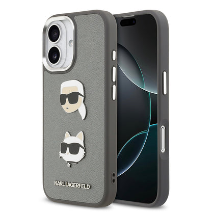 iPhone 17 Kılıf Karl Lagerfeld Orjinal Lisanslı Metal Logolu K&C Heads Pin Kılıf