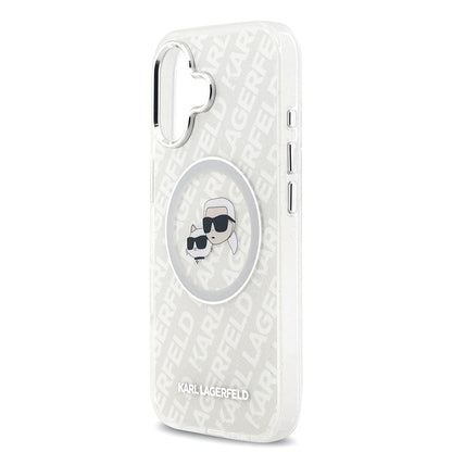 iPhone 17 Kılıf Karl Lagerfeld Orjinal Lisanslı Parlayan Simli Karl & Choupette Heads Kılıf