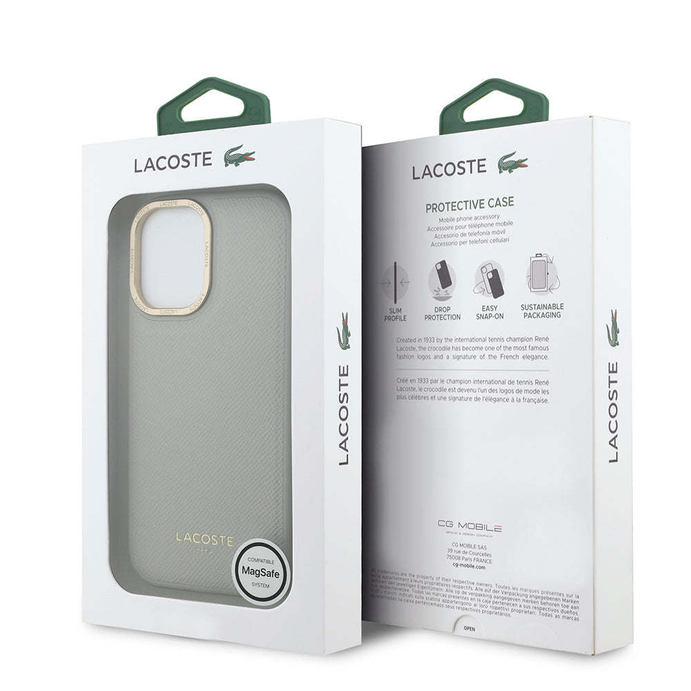 iPhone 17 Kılıf Lacoste Orjinal Lisanslı M-safe Şarj Özellikli Champs Elysees PU Deri Tasarımlı Kılıf