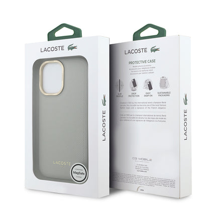 iPhone 17 Kılıf Lacoste Orjinal Lisanslı M-safe Şarj Özellikli Champs Elysees PU Deri Tasarımlı Kılıf