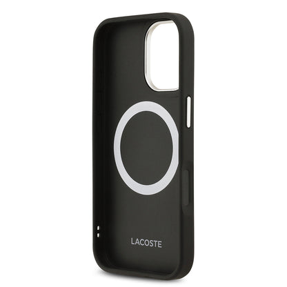 iPhone 17 Kılıf Lacoste Orjinal Lisanslı M-safe Şarj Özellikli Champs Elysees PU Deri Tasarımlı Kılıf
