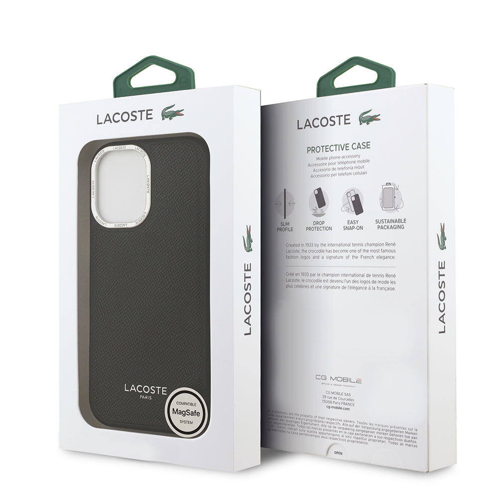 iPhone 17 Kılıf Lacoste Orjinal Lisanslı M-safe Şarj Özellikli Champs Elysees PU Deri Tasarımlı Kılıf