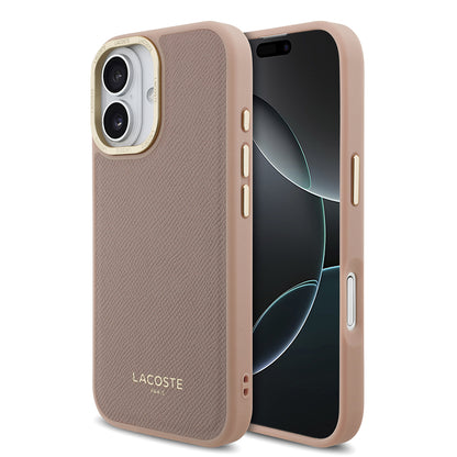 iPhone 17 Kılıf Lacoste Orjinal Lisanslı M-safe Şarj Özellikli Champs Elysees PU Deri Tasarımlı Kılıf