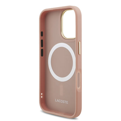 iPhone 17 Kılıf Lacoste Orjinal Lisanslı M-safe Şarj Özellikli Champs Elysees PU Deri Tasarımlı Kılıf