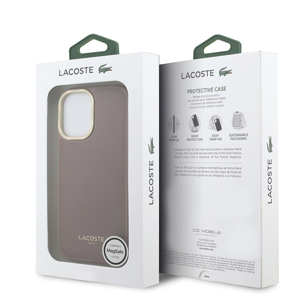 iPhone 17 Kılıf Lacoste Orjinal Lisanslı M-safe Şarj Özellikli Champs Elysees PU Deri Tasarımlı Kılıf