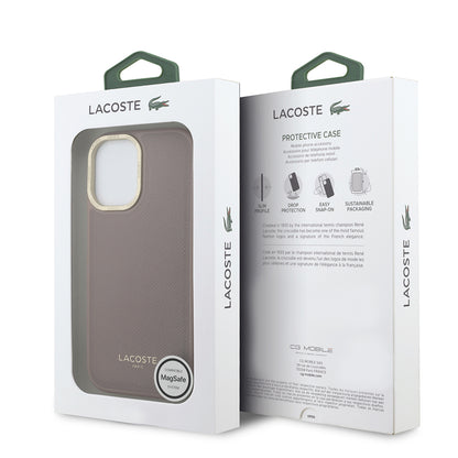 iPhone 17 Kılıf Lacoste Orjinal Lisanslı M-safe Şarj Özellikli Champs Elysees PU Deri Tasarımlı Kılıf