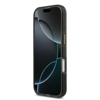 Apple iPhone 17 Kılıf Lacoste Orjinal Lisanslı M-safe Şarj Özellikli Gold Timsah Logolu Buzlu Kapak Siyah