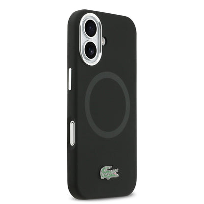 iPhone 17 Kılıf Lacoste Orjinal Lisanslı M-safe Şarj Özellikli İkonik Logolu Metal Kamera Çerçeveli Silikon Kılıf