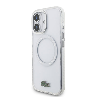 Apple iPhone 17 Kılıf Lacoste Orjinal Lisanslı M-safe Şarj Özellikli İkonik Timsah Logolu Buzlu Kapak Gri