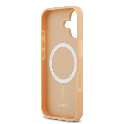 iPhone 17 Kılıf Lacoste Orjinal Lisanslı M-safe Şarj Özellikli PU Deri Tasarımlı Karışık Monogram Desenli Kılıf