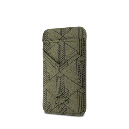 iPhone 17 Kılıf Lacoste Orjinal Lisanslı M-safe Şarj Özellikli PU Deri Tasarımlı Kartlıklı Karışık Monogram Desenli Kılıf