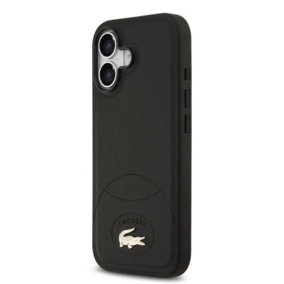 Apple iPhone 17 Kılıf Lacoste Orjinal Lisanslı M-safe Şarj Özellikli PU Deri Tasarımlı Metal Logolu Kapak Siyah